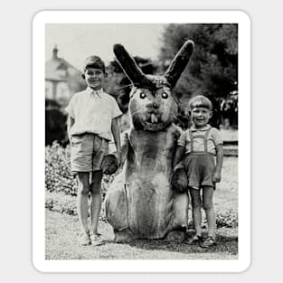 Creepy Easter Bunny with boys - pals Sticker